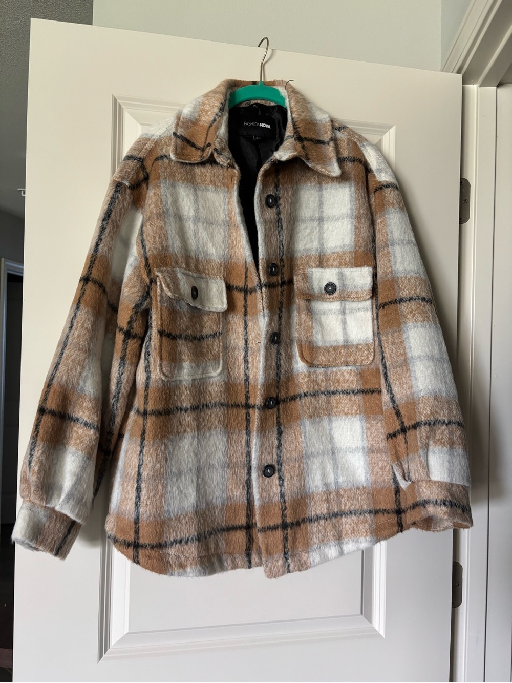 Plaid button-front outerwear